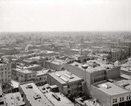 Circa 1899. General view, Los Angeles. The lefthand section of a three-frame panoramic set